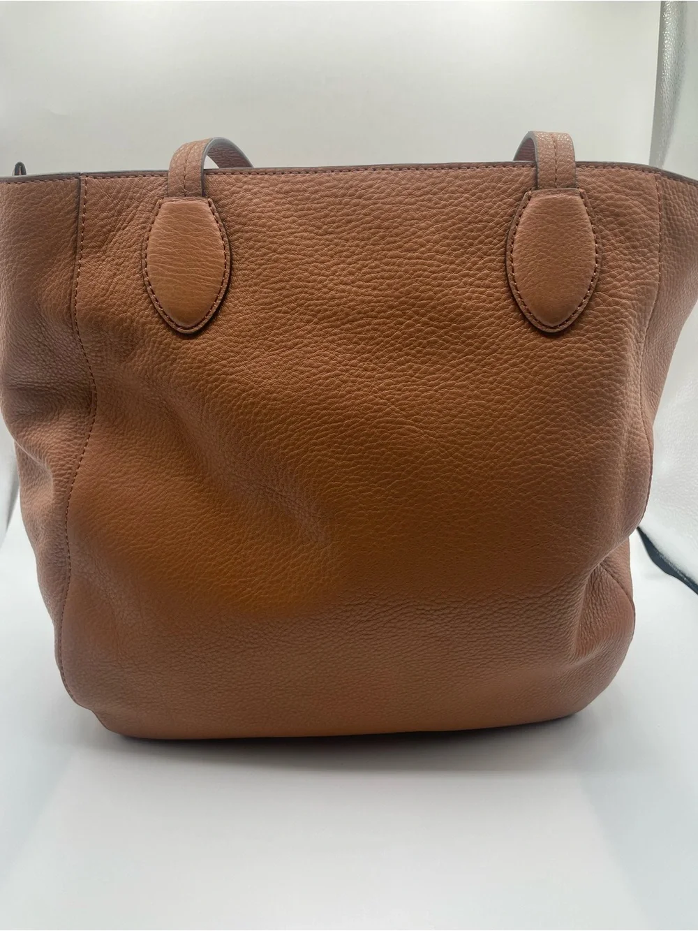 Michael Kors Cognac Pebbled Leather Tote with Gold Logo Charm